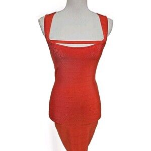 Marciano By Guess Bandage Midi Fitted Dress Bodycon Orange Women’s Size S VGUC